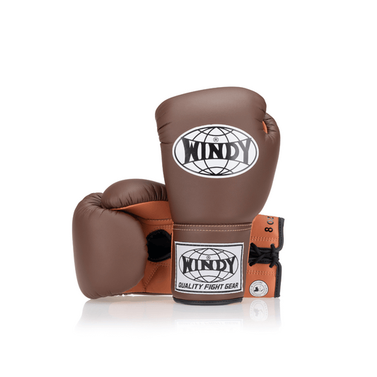 Competition Lace-Up Boxing Glove - Brown/Orange - Windy Fight Gear B.V.