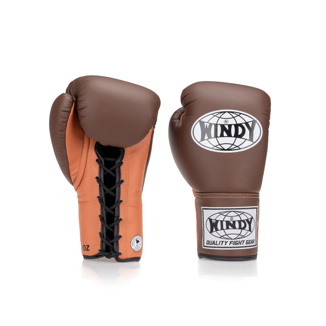 Competition Lace-Up Boxing Glove - Brown/Orange - Windy Fight Gear B.V.
