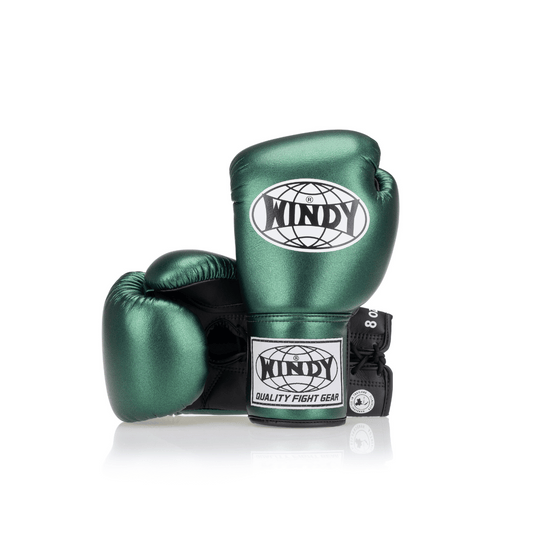 Competition Lace-Up Boxing Glove - Metallic Green/Black - Windy Fight Gear B.V.