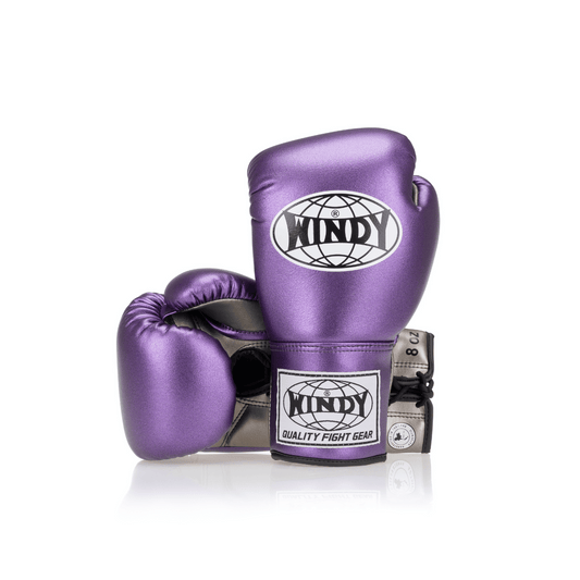 Competition Lace-Up Boxing Glove - Metallic Purple/Silver - Windy Fight Gear B.V.