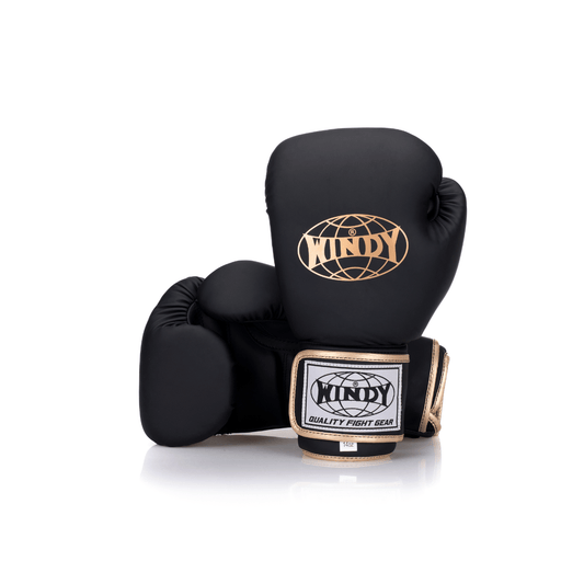 Classic bokshandschoen van synthetisch leer - Zwart en goud