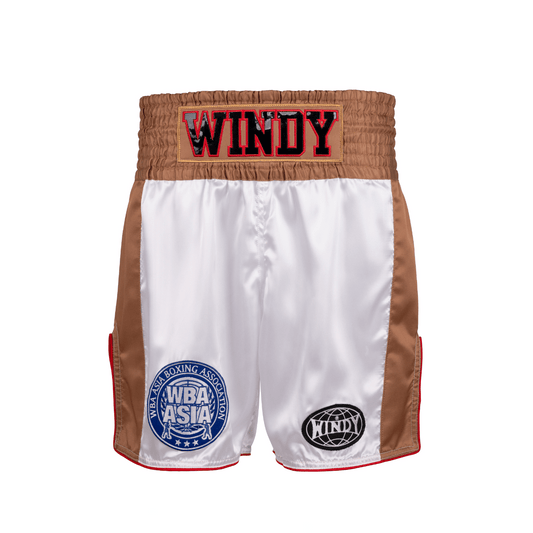 Boxing Trunks - WBA Asia Event Fight Trunks - White/Brown/Red - Windy Fight Gear B.V.