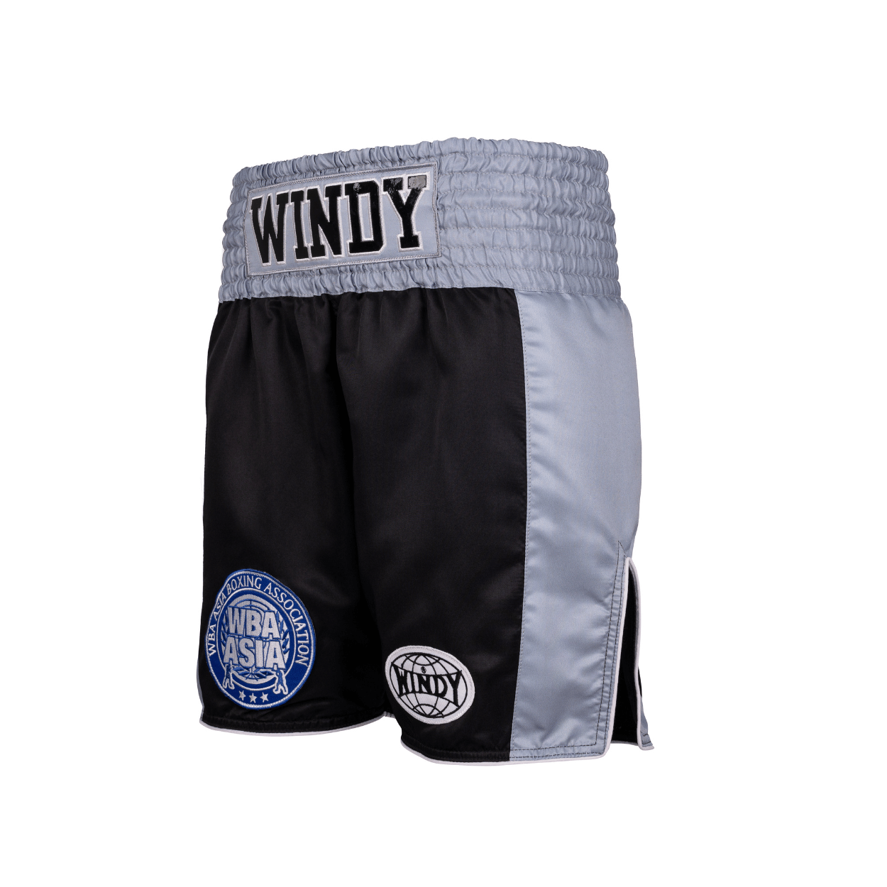 Boxing Trunks - WBA Asia Event Fight Trunks - Black/Silver - Windy Fight Gear B.V.