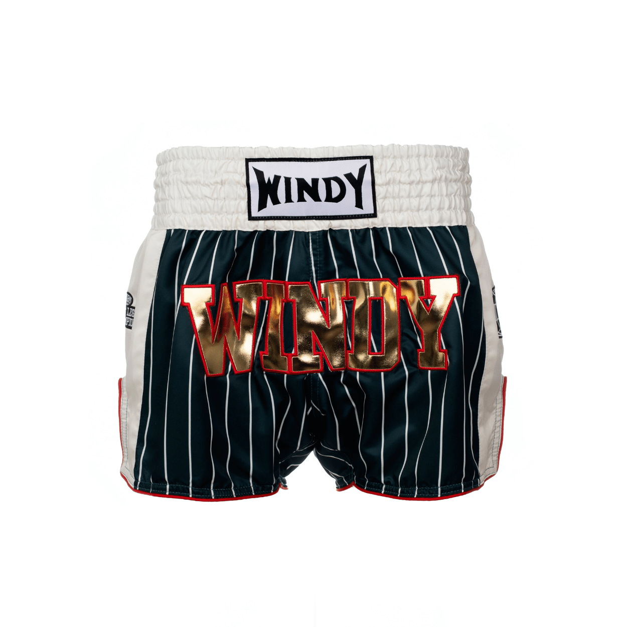 Muay Thai Shorts - Retro 2.0 - Striped Green/Gold/Red