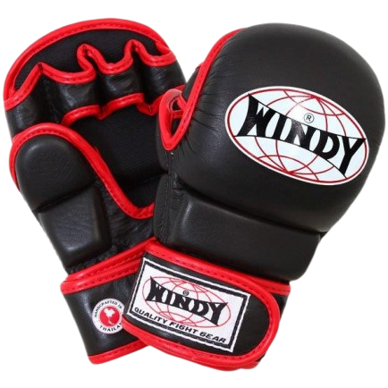 Windy MMA Hybrid Gloves - Red Black - Windy Fight Gear