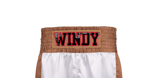 Boxing Trunks - WBA Asia Event Fight Trunks - White/Brown/Red