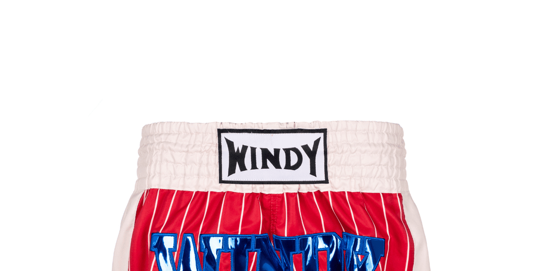 Muay Thai Shorts - Retro 2.0 - Striped Red/White/Blue