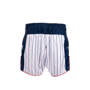 Muay Thai Shorts - Retro 2.0 - Striped White/ Blue/ Red - Windy Fight Gear B.V.