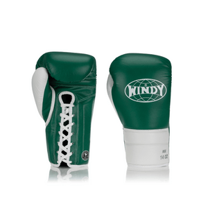 Elite Series Lace-up Boxing Glove - Green/White - Windy Fight Gear B.V.