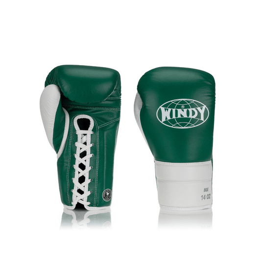 Elite Series Lace-up Boxing Glove - Green/White - Windy Fight Gear B.V.