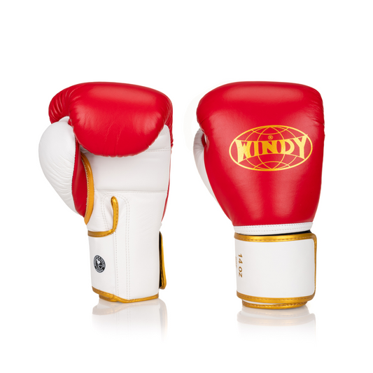 Elite Series Velcro Boxing Glove - Red/Gold
