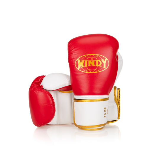 Elite Series Velcro Boxing Glove - Red/Gold