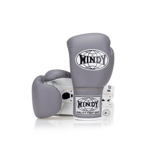 Competition Lace-Up Boxing Glove - Grey/White - Windy Fight Gear B.V.