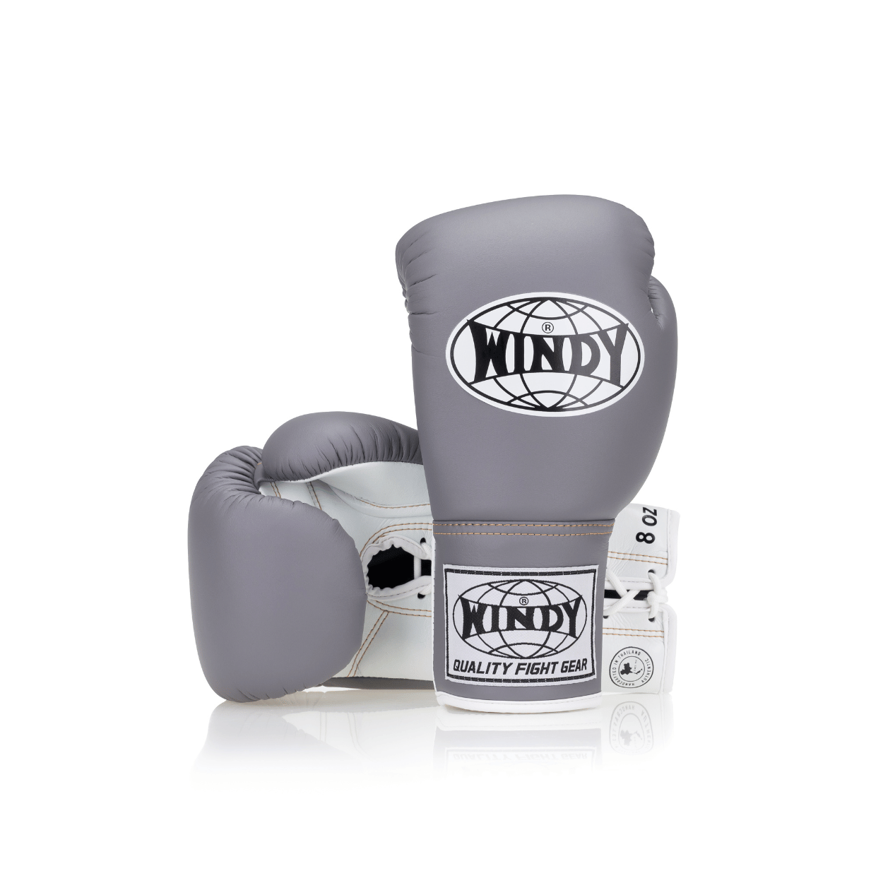 Competition Lace-Up Boxing Glove - Grey/White - Windy Fight Gear B.V.
