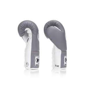 Competition Lace-Up Boxing Glove - Grey/White - Windy Fight Gear B.V.