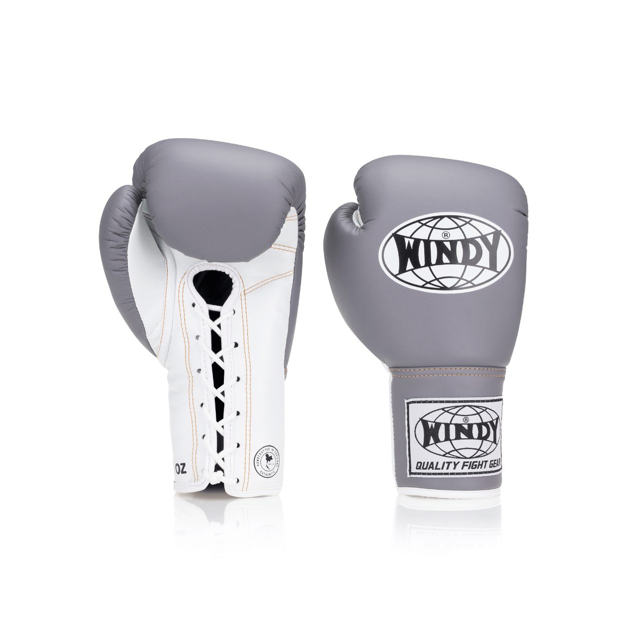 Competition Lace-Up Boxing Glove - Grey/White - Windy Fight Gear B.V.