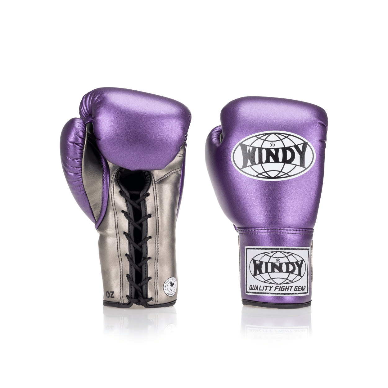 Competition Lace-Up Boxing Glove - Metallic Purple/Silver - Windy Fight Gear B.V.