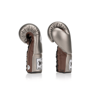 Competition Lace-Up Boxing Glove - Metallic Silver/Brown - Windy Fight Gear B.V.