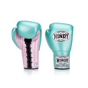 Competition Lace-Up Boxing Glove - Metallic Turqoise/Pink - Windy Fight Gear B.V.