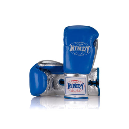 Competition Leather Boxing Glove - Blue/Silver
