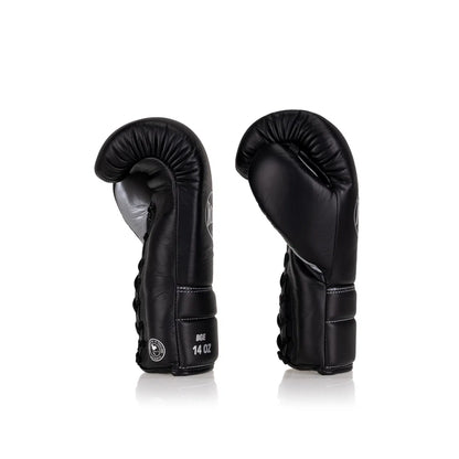 Elite Series Lace-up Boxing Glove - Black/Silver