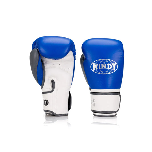 Elite Series Velcro Boxing Glove - Blue/Grey/White
