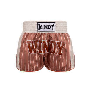 Muay Thai Shorts - Retro 2.0 - Striped Brown/Cream
