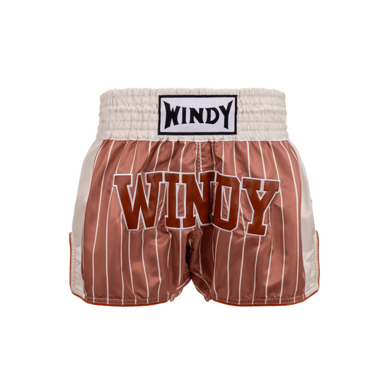 Muay Thai Shorts - Retro 2.0 - Striped Brown/Cream