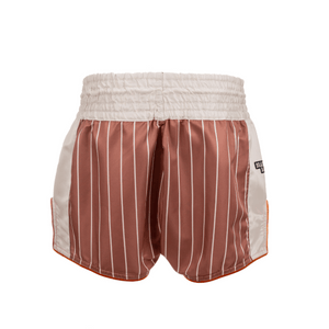 Muay Thai Shorts - Retro 2.0 - Striped Brown/Cream