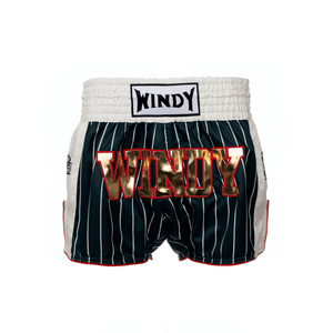 Muay Thai Shorts - Retro 2.0 - Striped Green/Gold/Red