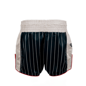 Muay Thai Shorts - Retro 2.0 - Striped Green/Gold/Red