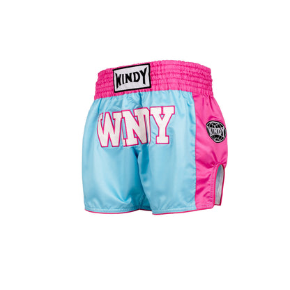 Muay Thai Shorts - Retro 2.0 - Baby Blue/ Hot Pink