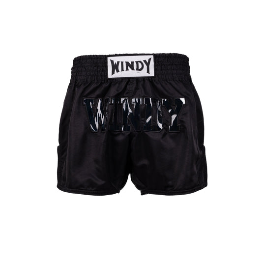 Muay Thai Shorts - Retro Holo - Triple Black Holo