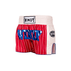 Muay Thai Shorts - Retro 2.0 - Striped Red/White/Blue