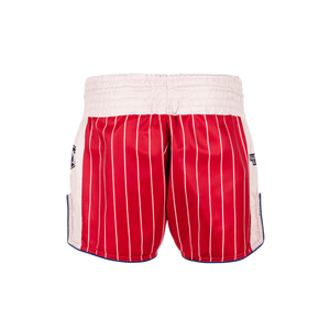 Muay Thai Shorts - Retro 2.0 - Striped Red/White/Blue