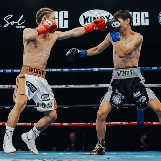 Boxing Trunks - WBA Asia Event Fight Trunks - White/Brown/Red - Windy Fight Gear B.V.
