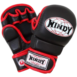 Windy MMA Hybrid Gloves - Red Black - Windy Fight Gear